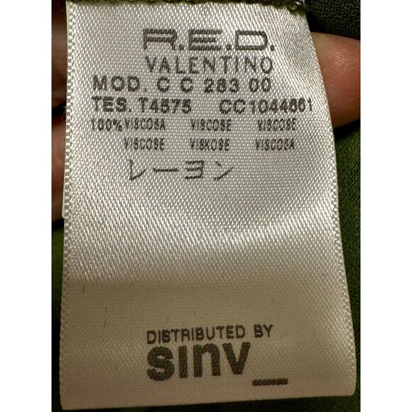 R.E.D. VALENTINO Green Button Down Blouse With Black Polka Dots, Sz 42 (6) - Picture 9 of 11